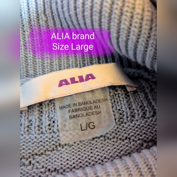 ALIA size Large EUC vintage baby blue colour, knitted style turtleneck pullover - Picture 3 of 10
